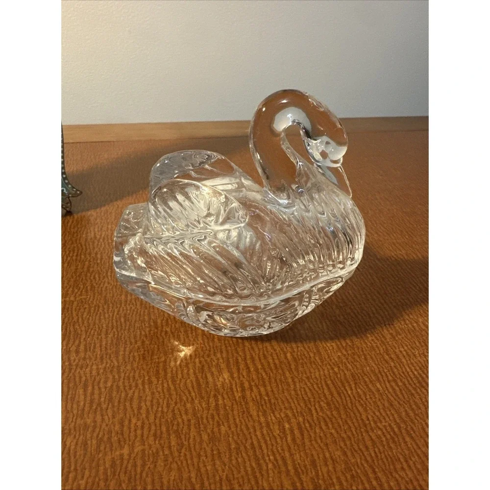 Anna Hutte‎ Bleikristall Swan Trinket Dish, 24% Lead Crystal, Germany Vintage